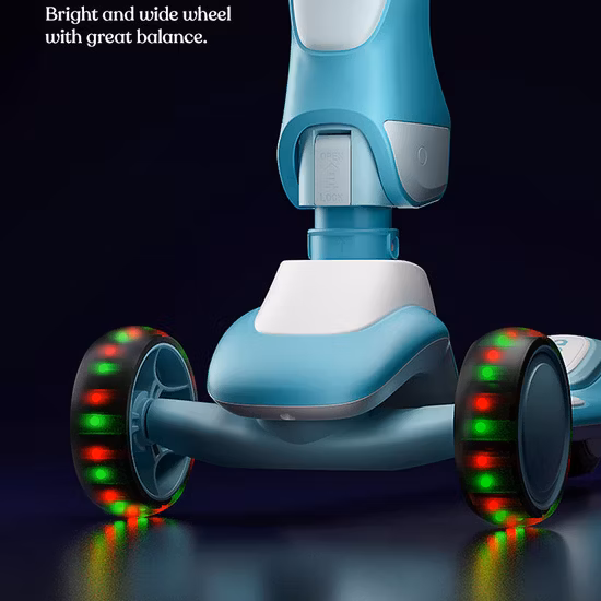 Monopattino per bambini pieghevole 2 in 1 regolabile con luce a LED a 3 ruote e seggiolino per bambini